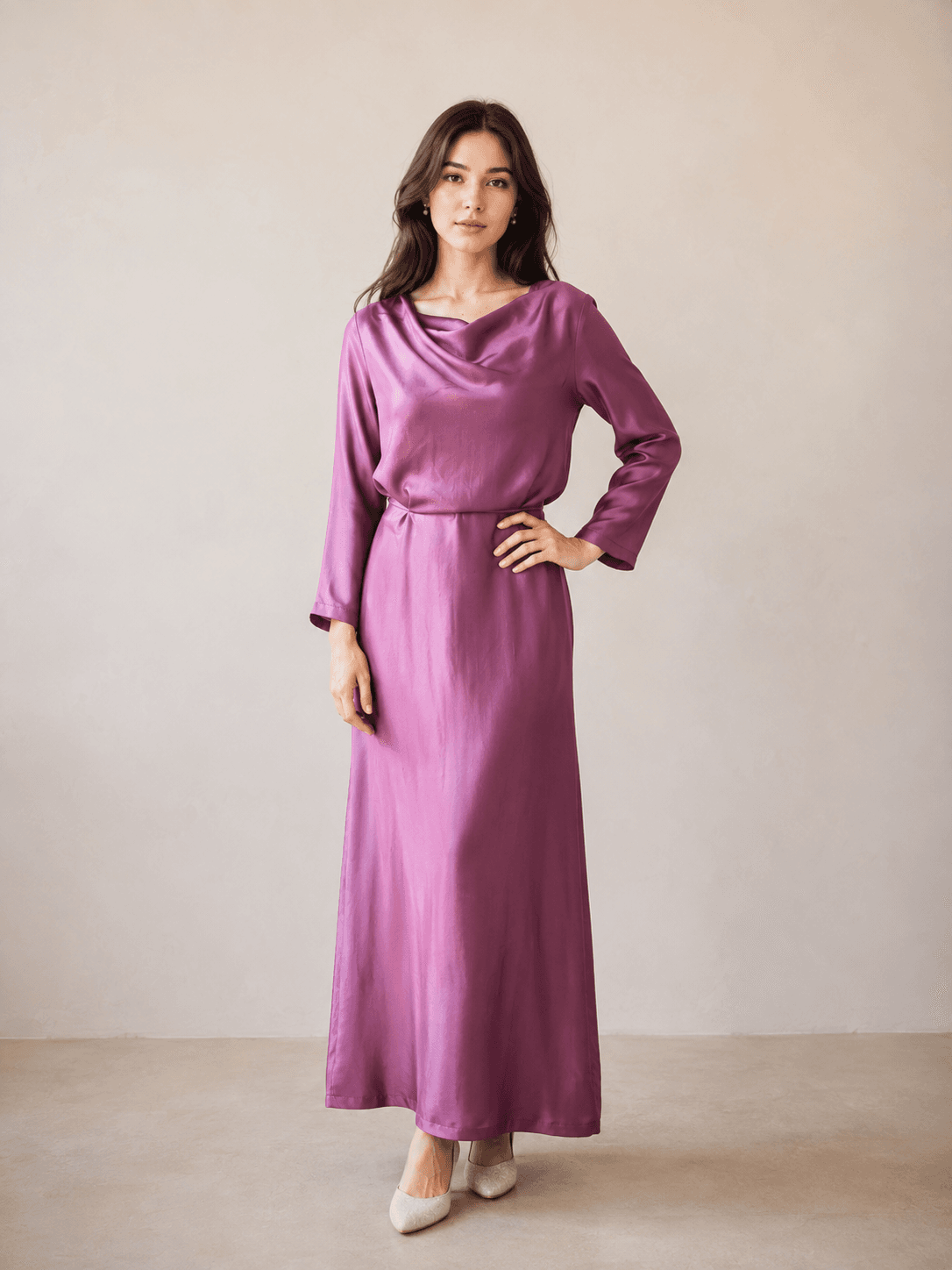 Violet silk dress
